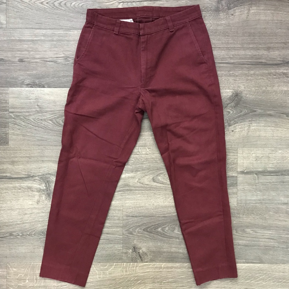 American Apparel tapered chinos, sz 30 (burgundy)